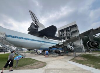 NASA headquarters with space exploration theme