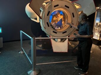 NASA headquarters with space exploration theme