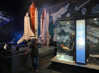 NASA headquarters with space exploration theme