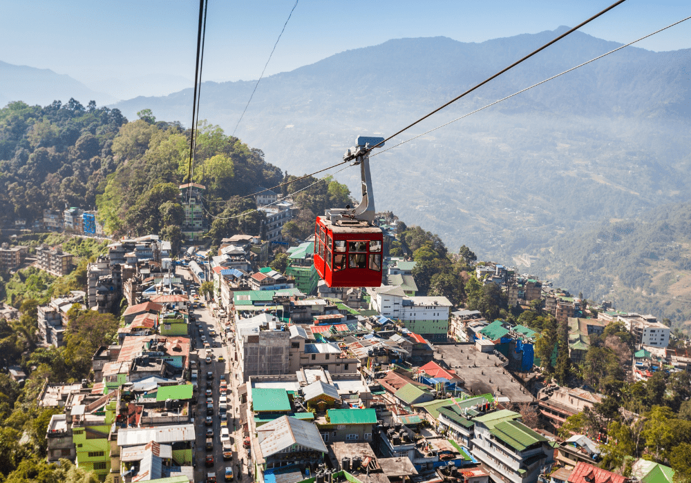 Darjeeling ropeway offering panoramic views of hills and valleys