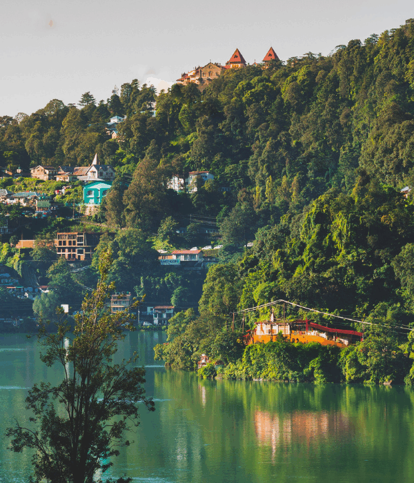 Mountain view of Nainital with lake and greenery