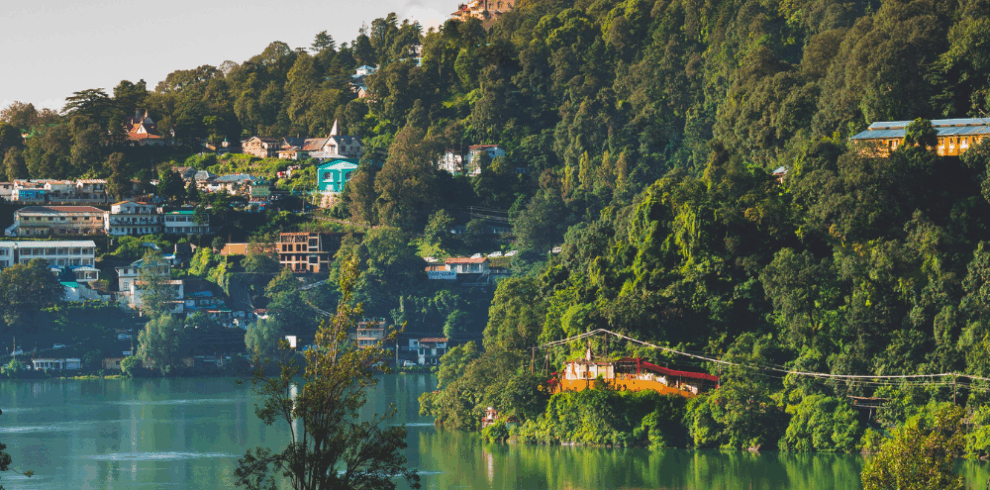 Mountain view of Nainital with lake and greenery
