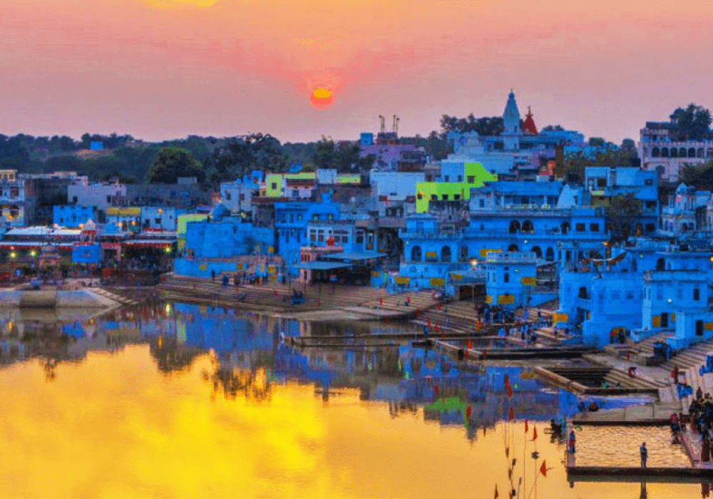 Students exploring Pushkar on an educational tour