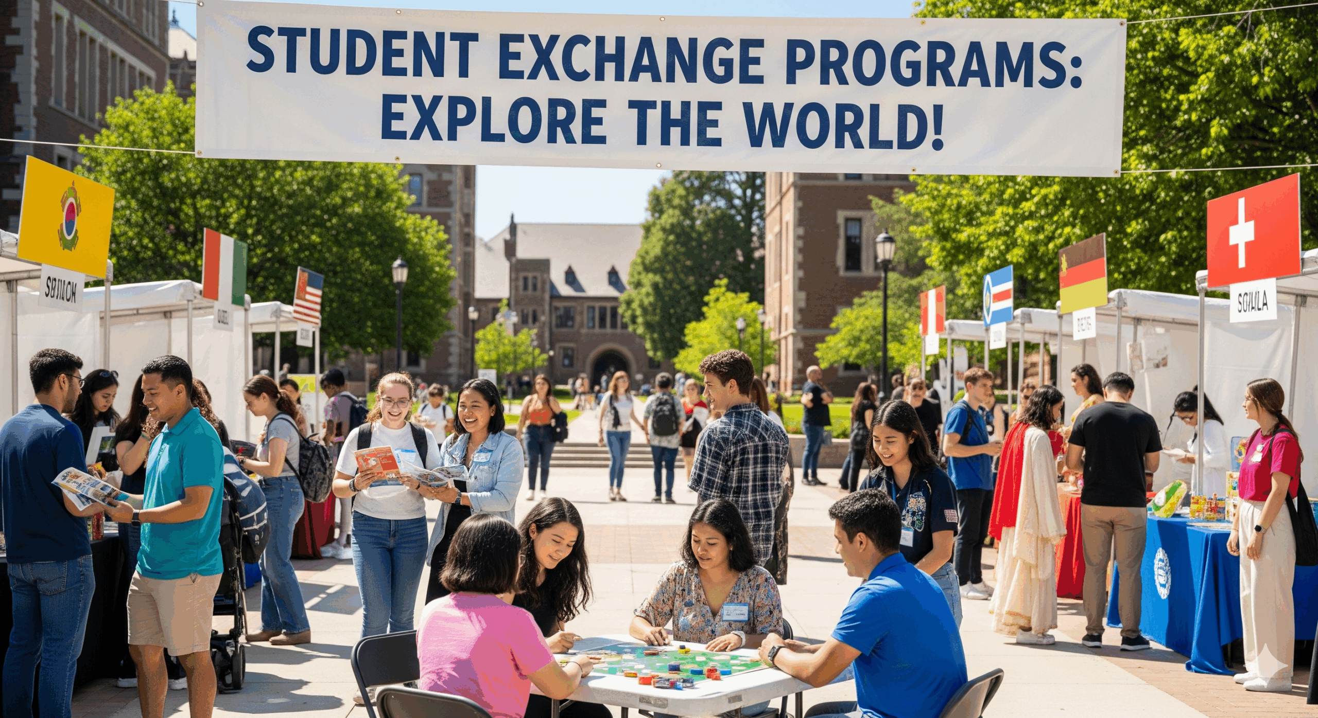 Students participating in an international student exchange program