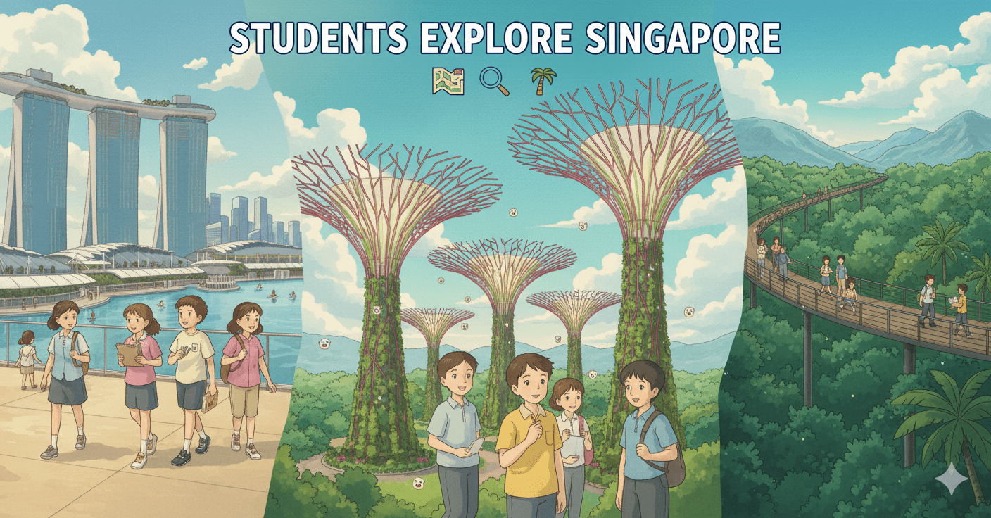 Students exploring Singapore on an educational tour