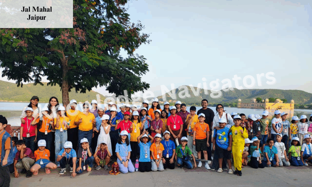 Students exploring Jal Mahal in Jaipur during an educational tour highlighting architecture and heritage