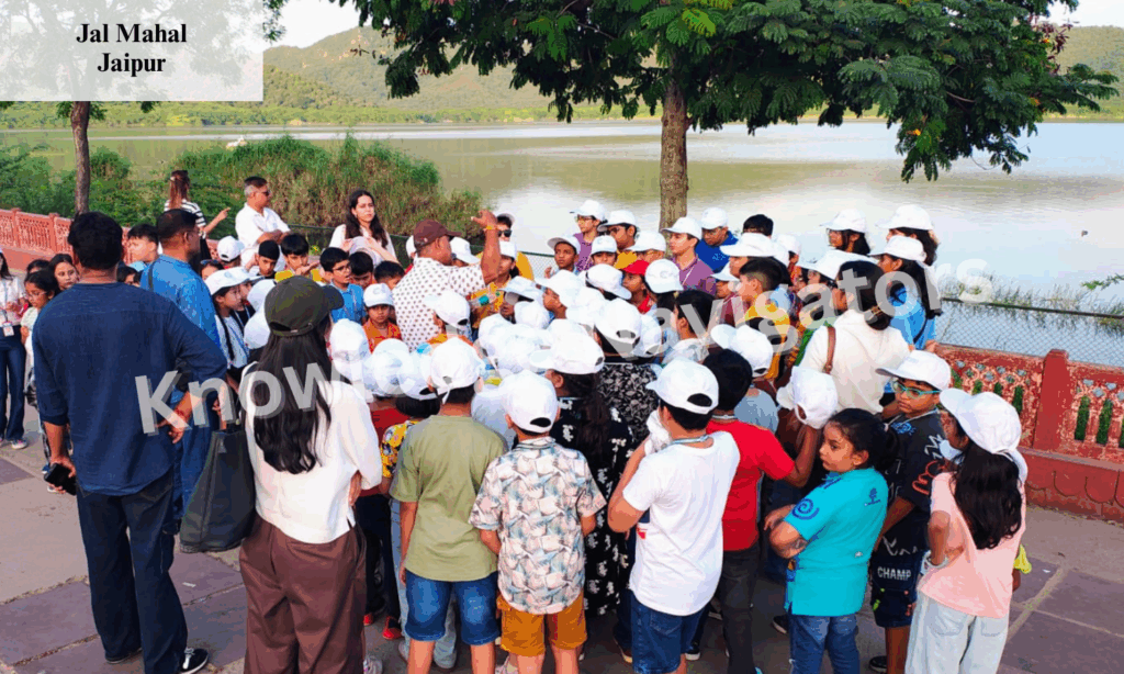 Students exploring Jal Mahal in Jaipur during an educational tour highlighting architecture and heritage